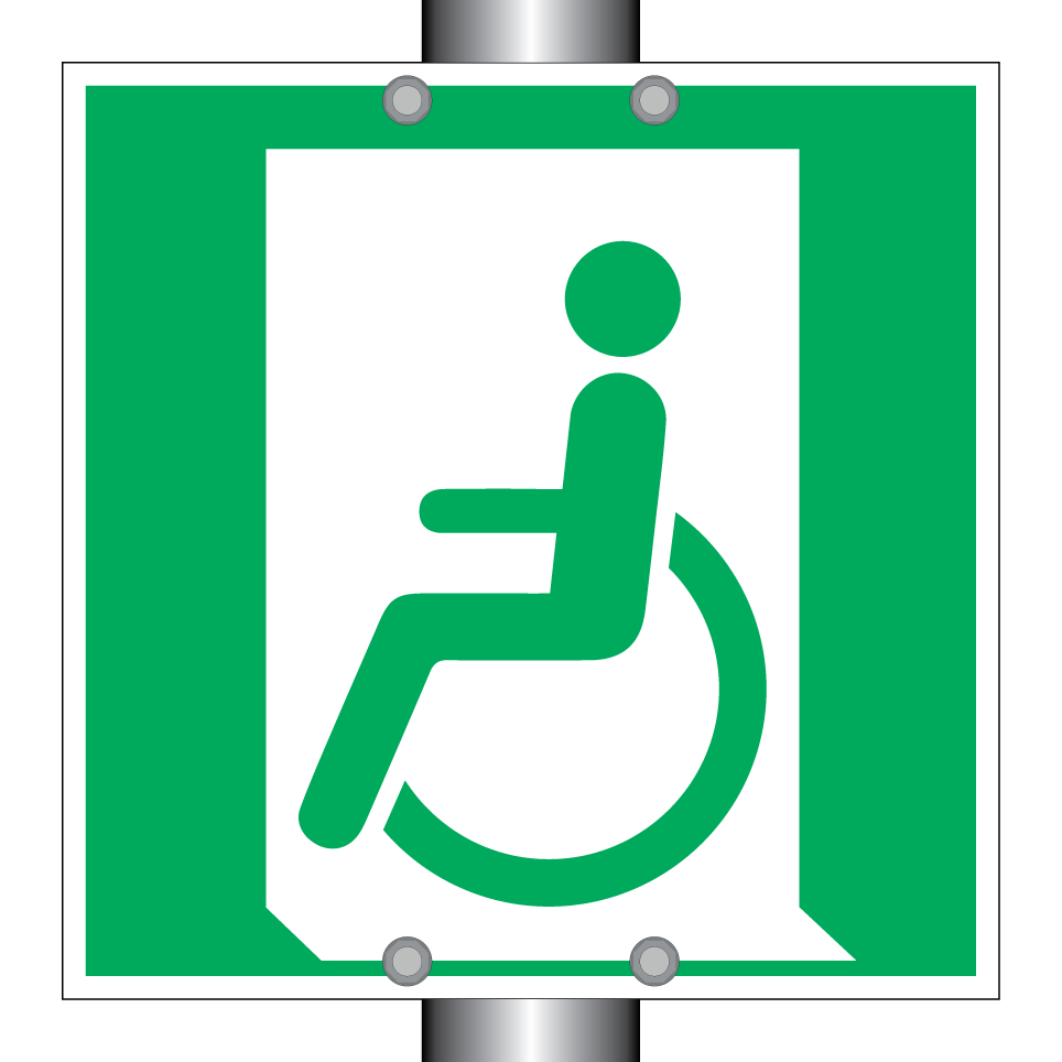 E026 Salida de emergencia para personas que no pueden caminar o con discapacidad para caminar (izquierda)
