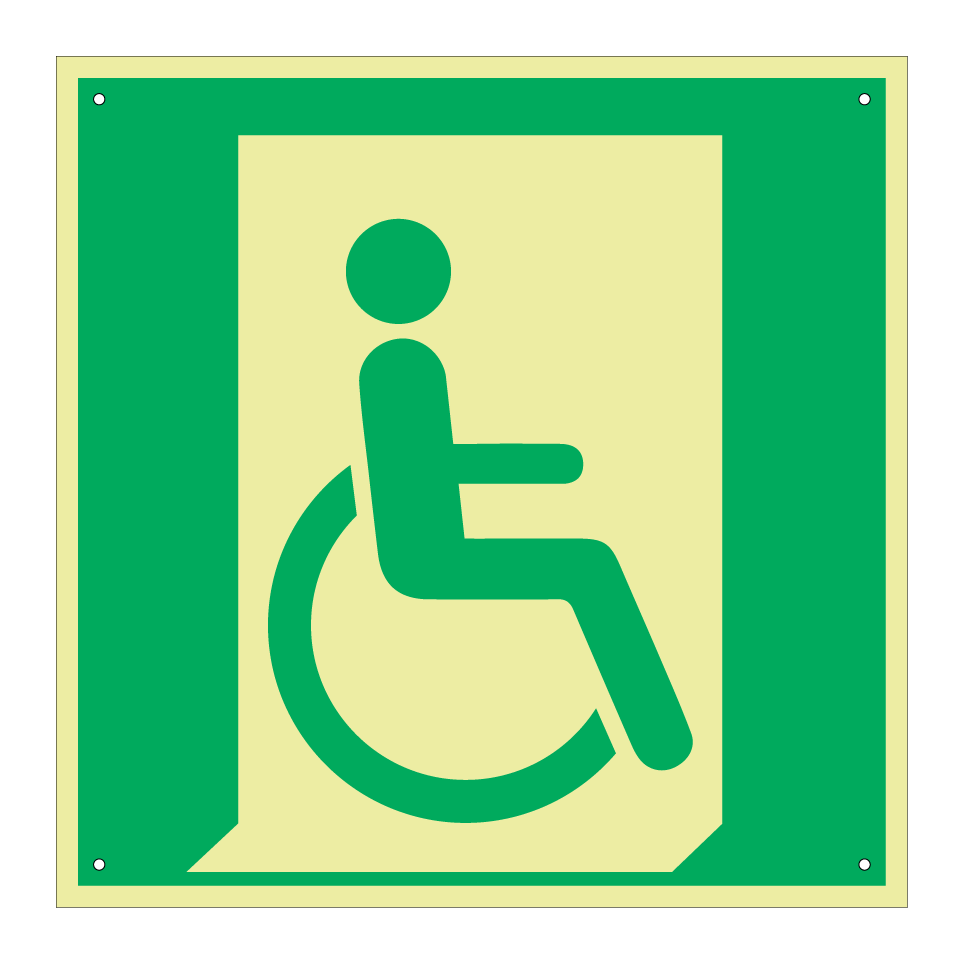 E030 Salida de emergencia para personas que no pueden caminar o con discapacidad para caminar (derecha)