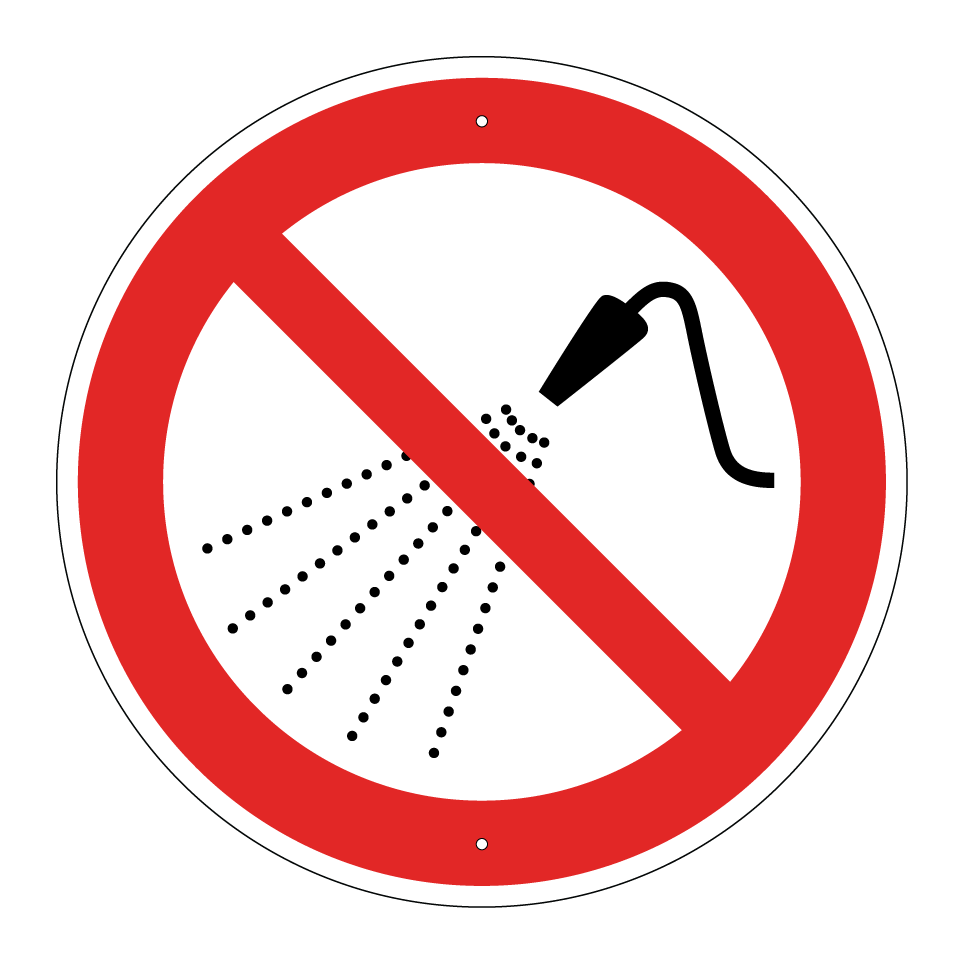 P016 No rociar con agua