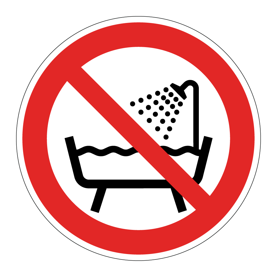 P026 No usar el dispositivo en una bañera, ducha o depósito de agua