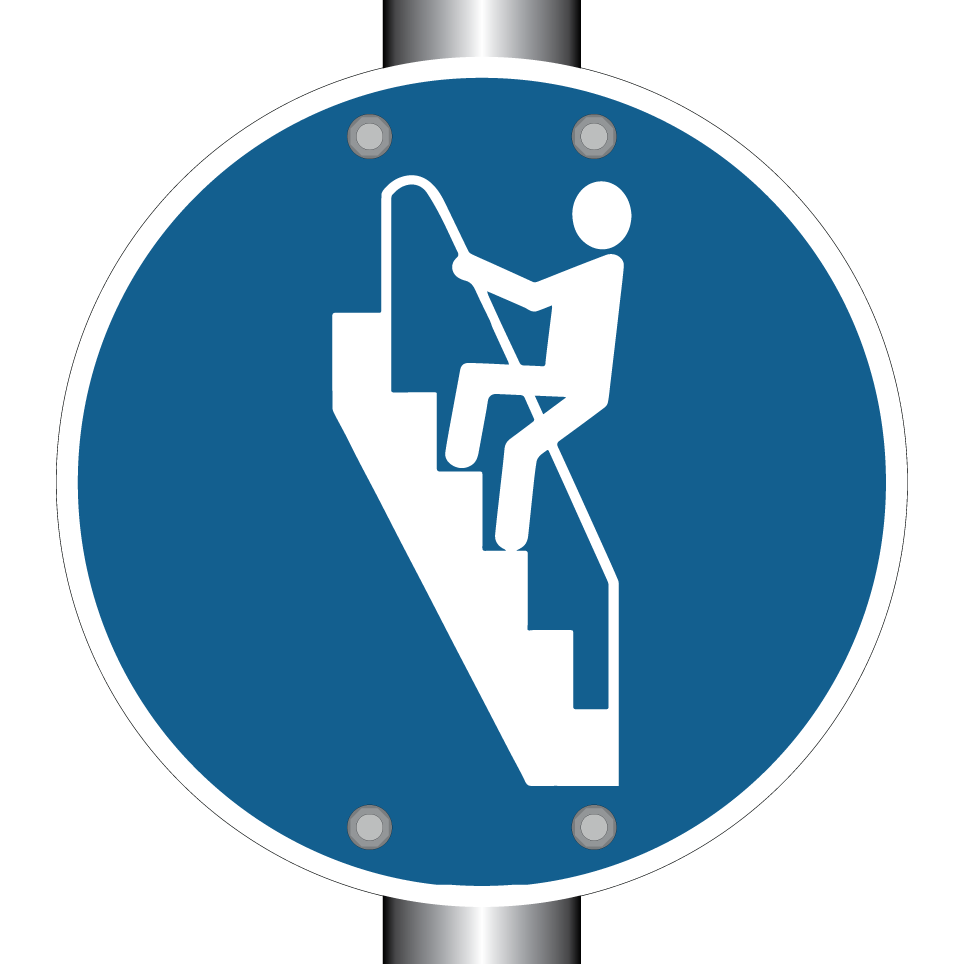 Usa el pasamanos en las escaleras