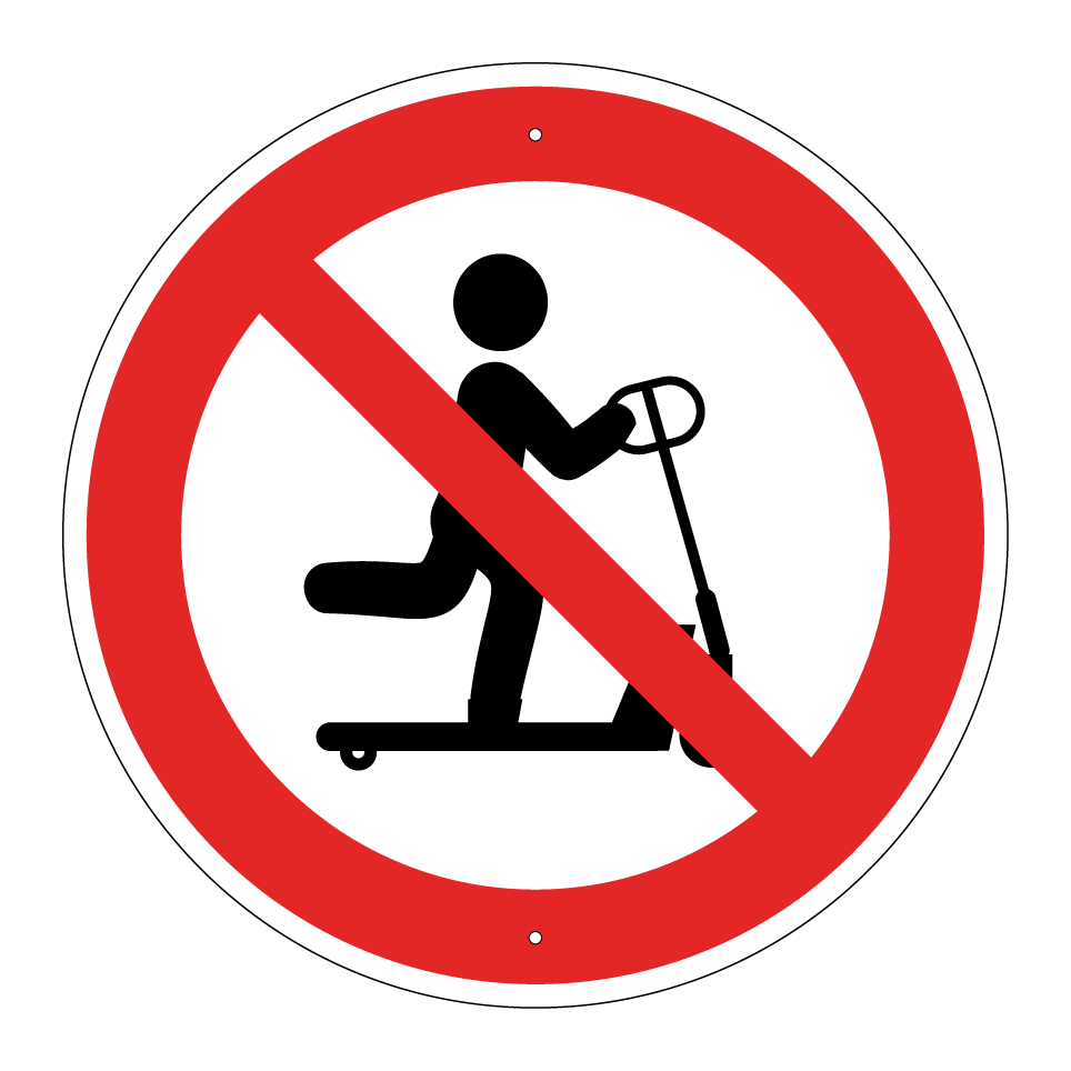 Prohibido montar en transpaleta