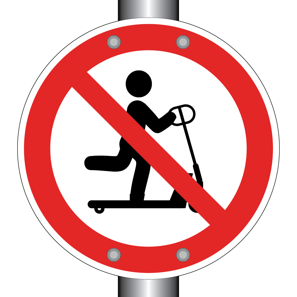 Prohibido montar en transpaleta