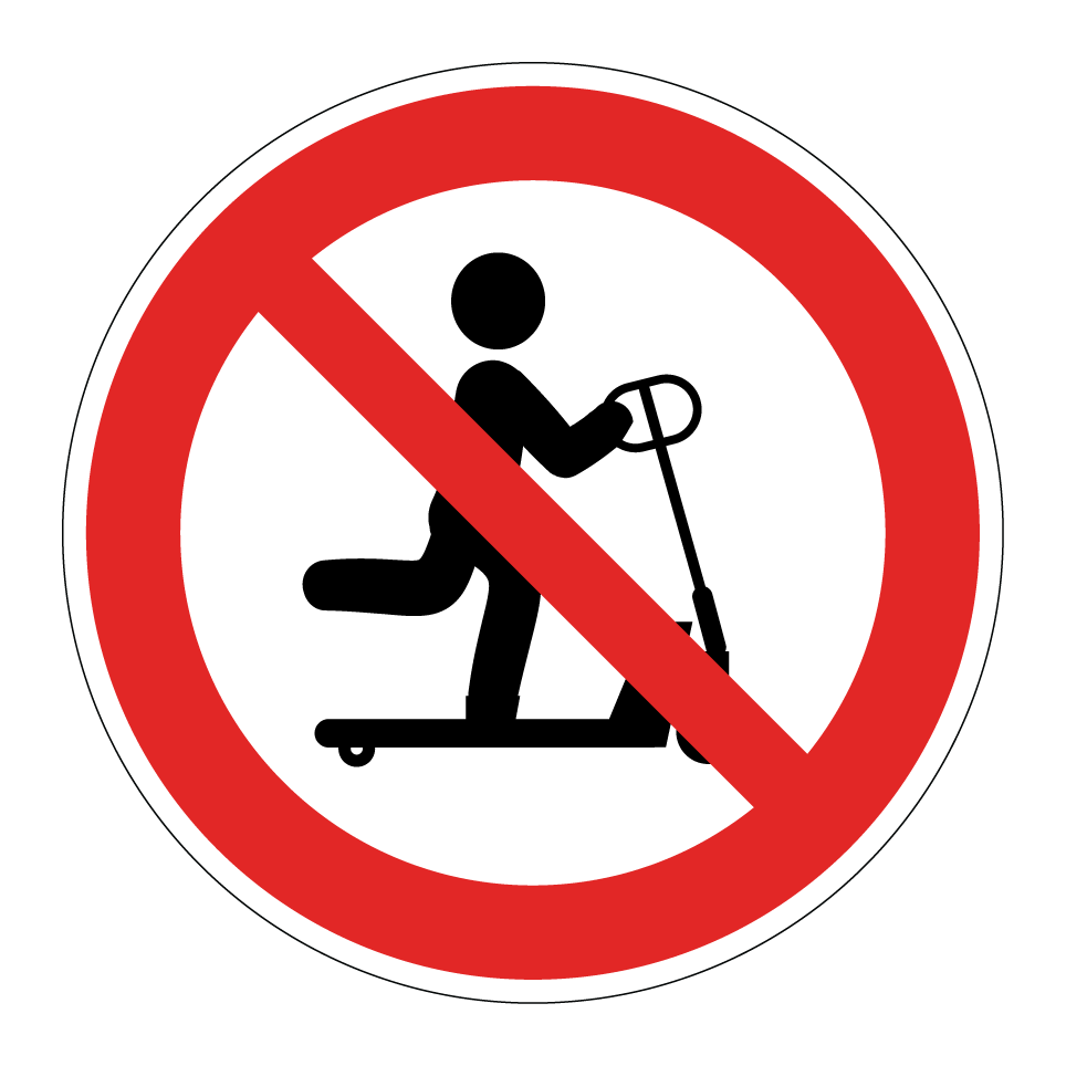 Prohibido montar en transpaleta
