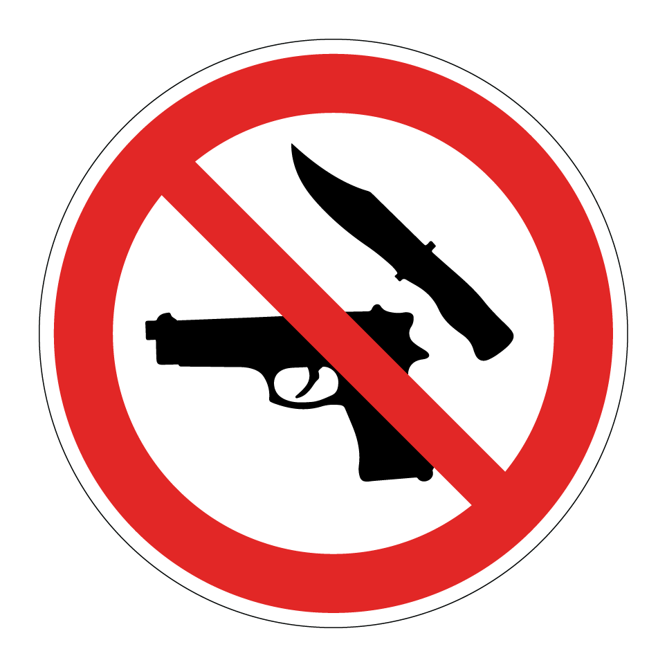 Prohibido portar armas de fuego o cuchillos
