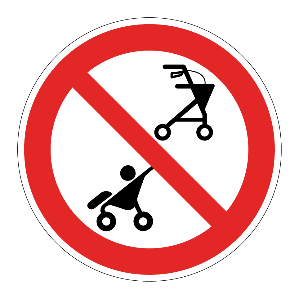 Prohibido andar o cochecitos de bebé