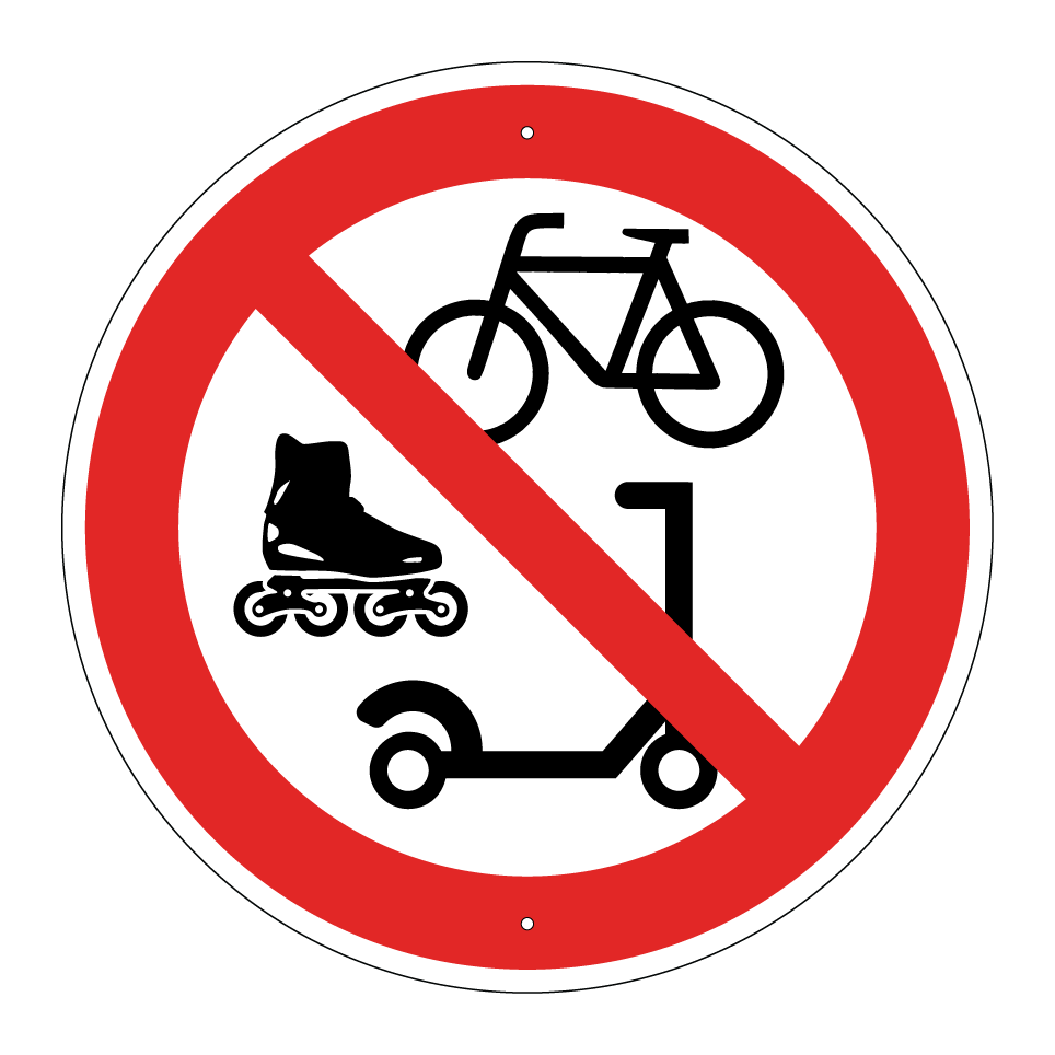 Prohibido bicicletas, patinaje o scooters