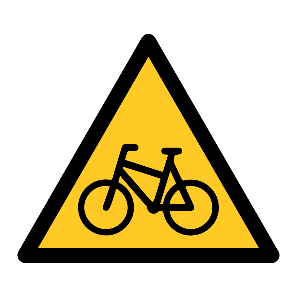 Tráfico de bicicletas de advertencia