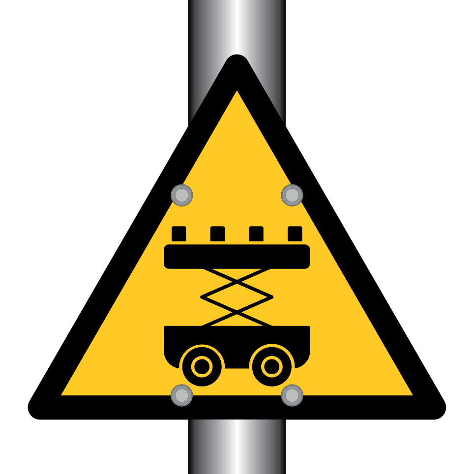 Elevador de tijera de advertencia