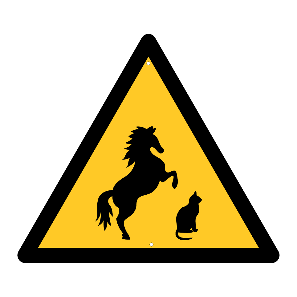 Animales de advertencia (caballo y gato)