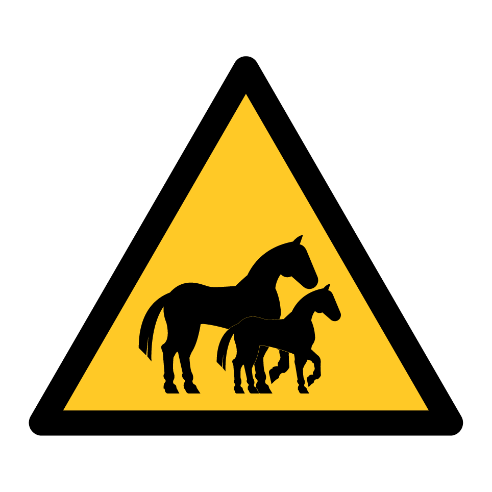 Advertencia caballos con potro