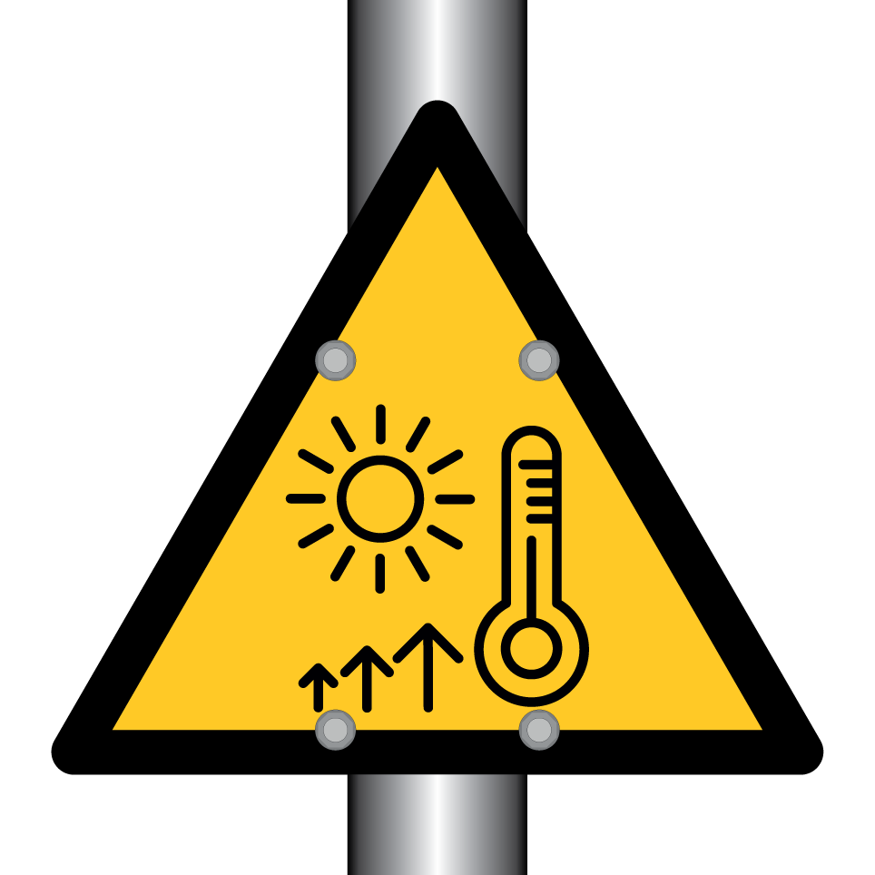 Superficie caliente de advertencia