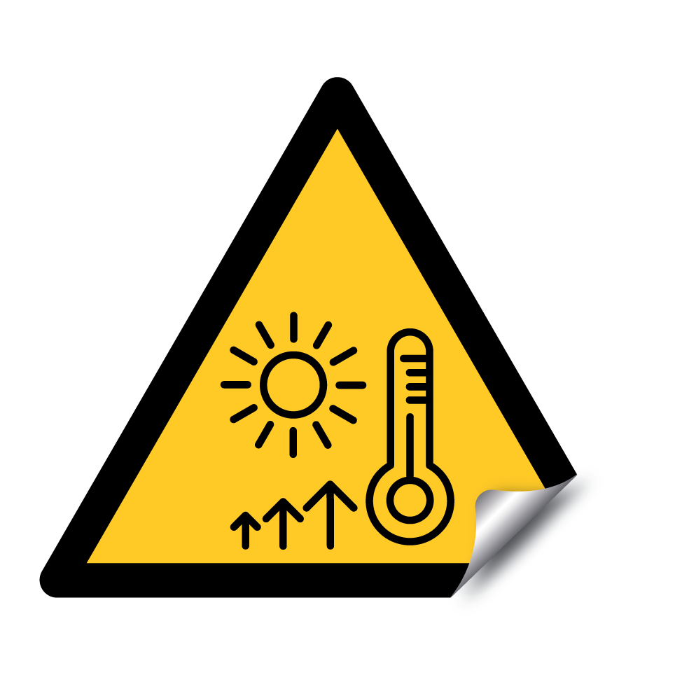 Superficie caliente de advertencia
