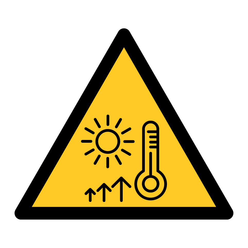 Superficie caliente de advertencia
