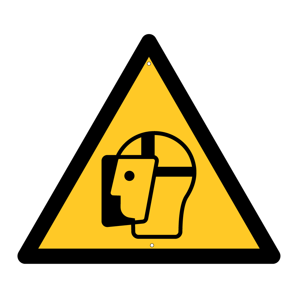 Advertencia se requiere protector facial
