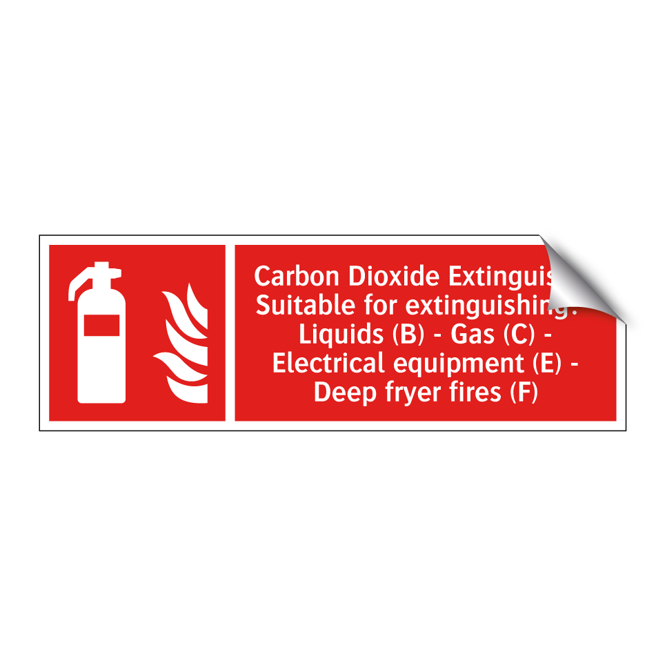 Carbon Dioxide Extinguisher Suitable for extinguishing: - Liquids (B) - Gas (C) - Electrical equipment (E) - Deep fryer fires (F)