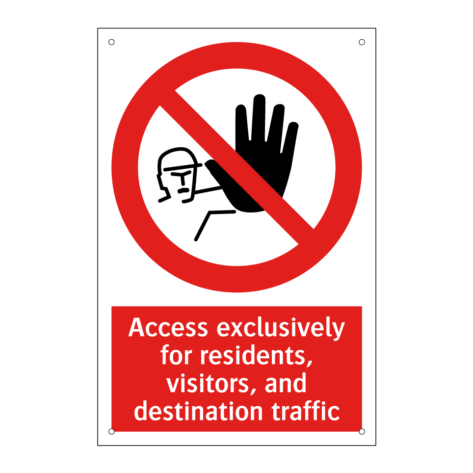 Access exclusively for residents, visitors, and destination traffic