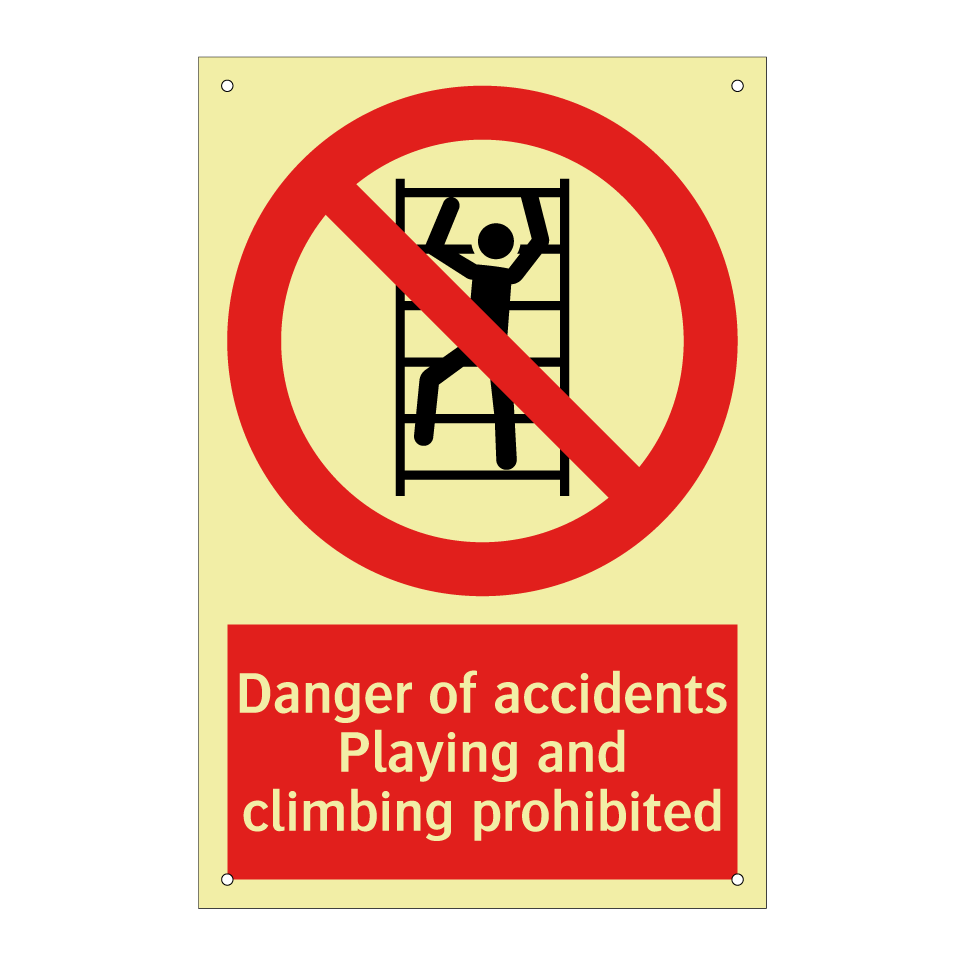 Danger of accidents Playing and climbing prohibited