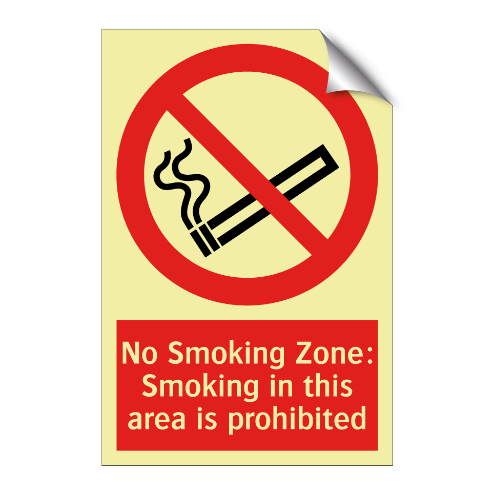 No Smoking Zone: Smoking in this area is prohibited