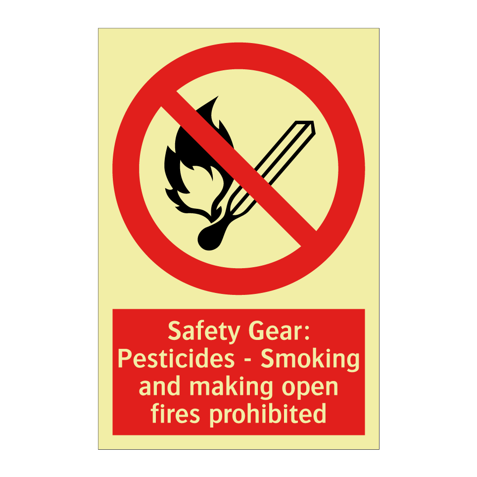 Safety Gear: Pesticides - Smoking and making open fires prohibited