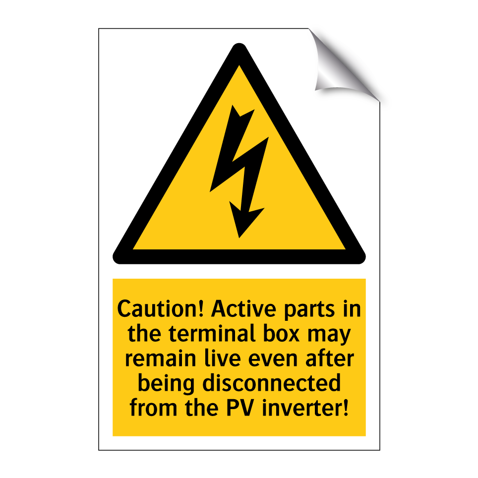 Caution! Active parts in the terminal box may remain live even after being disconnected from the PV inverter!