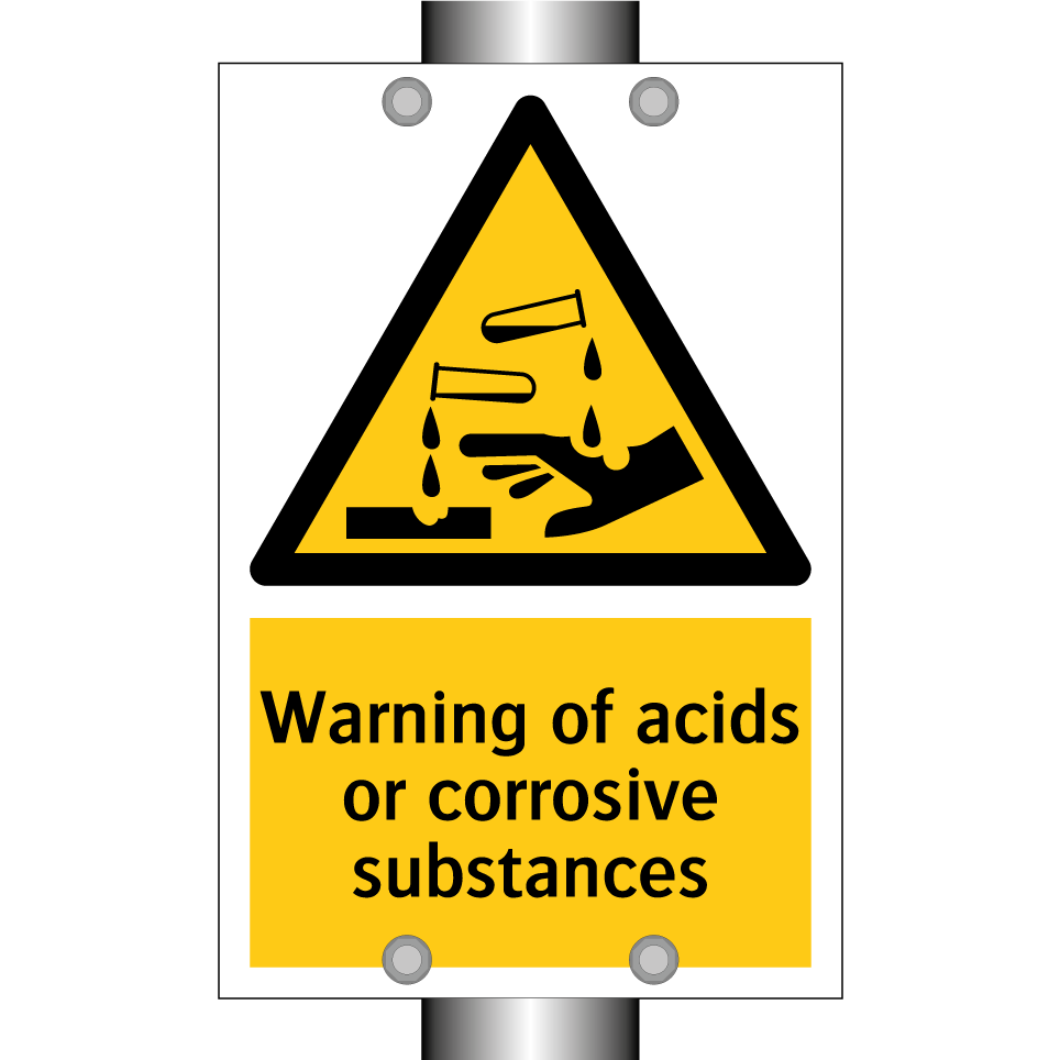 Warning of acids or corrosive substances