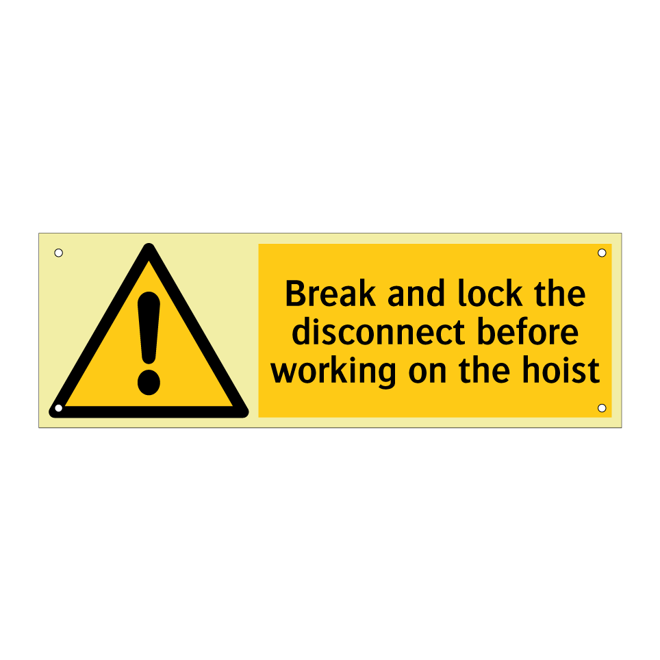 Break and lock the disconnect before working on the hoist