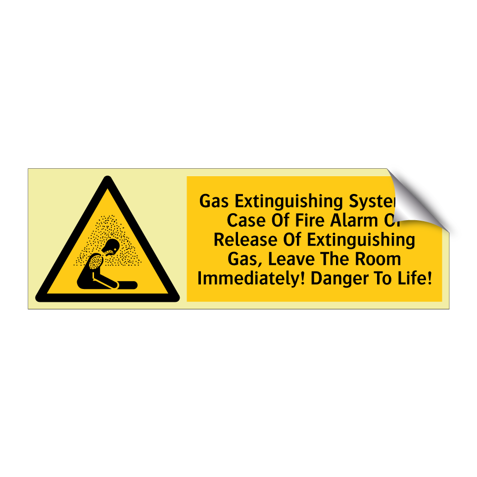 Gas Extinguishing System In Case Of Fire Alarm Or Release Of Extinguishing Gas, Leave The Room Immediately! Danger To Life!
