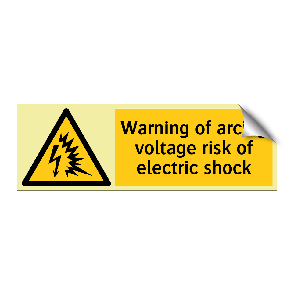 Warning of arcing voltage risk of electric shock