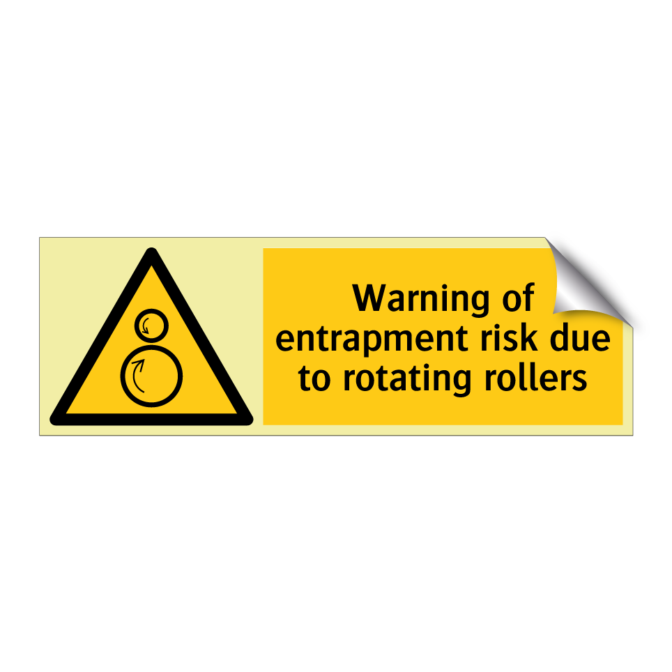 Warning of entrapment risk due to rotating rollers