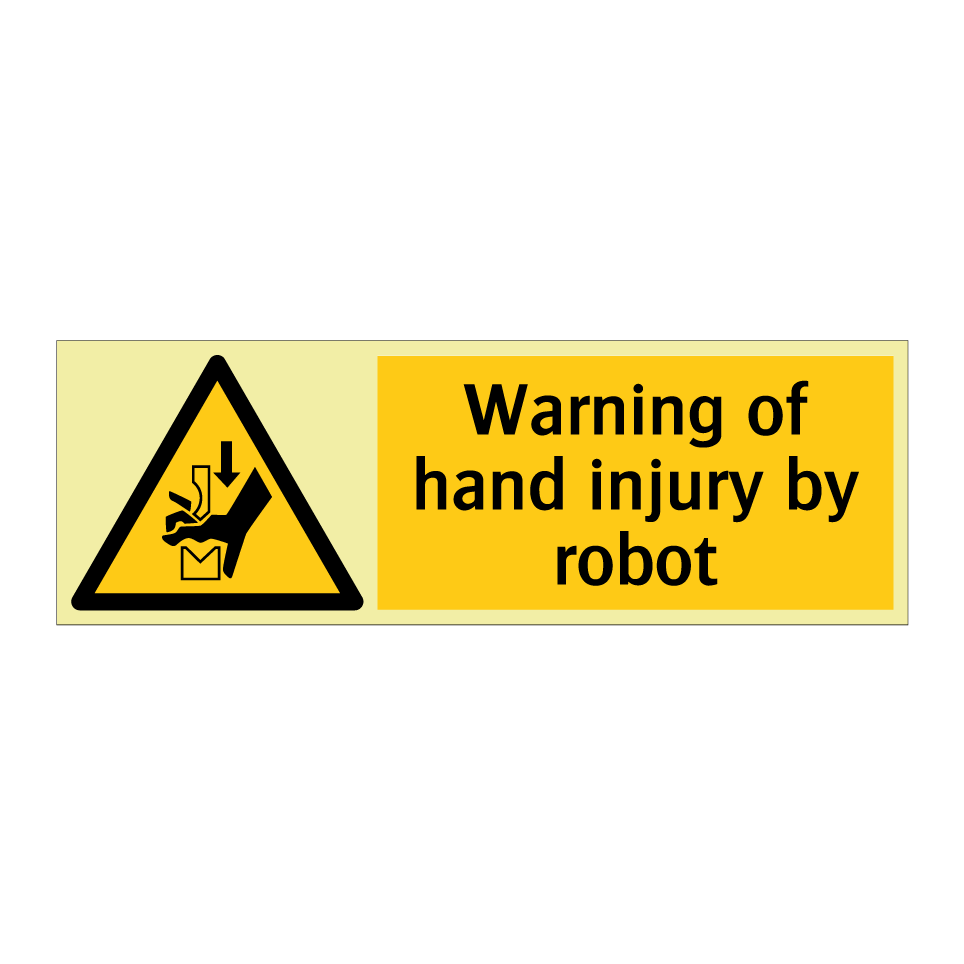Warning of hand injury by robot