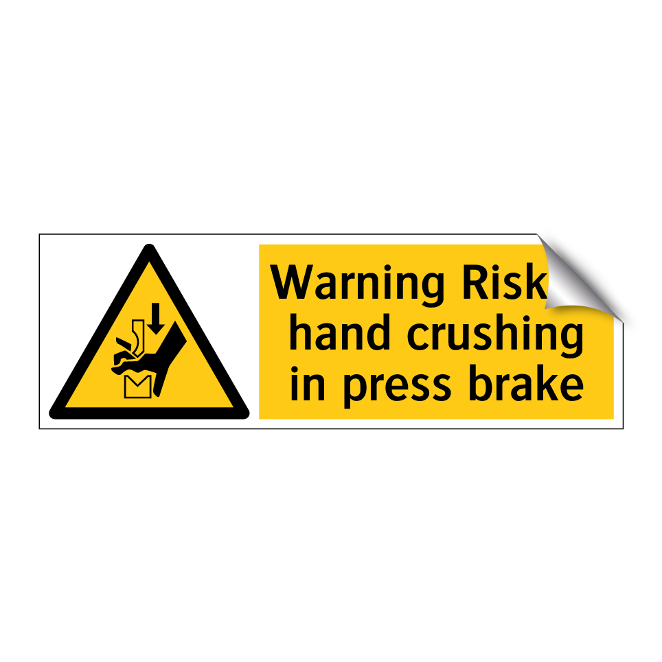 Warning Risk of hand crushing in press brake