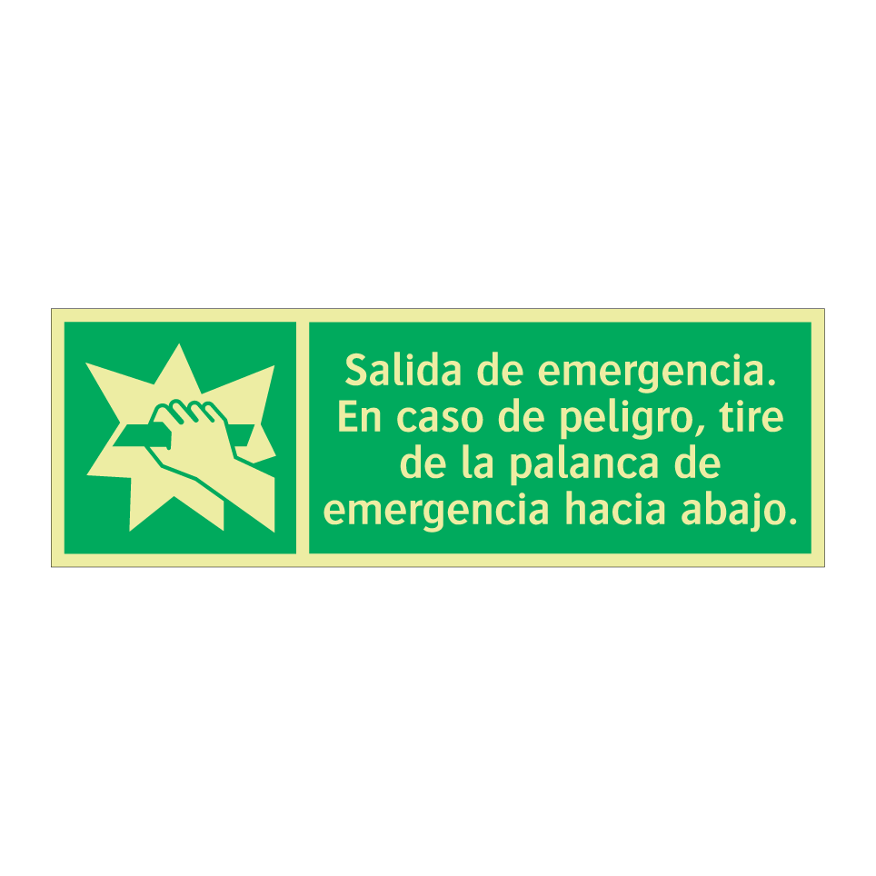 Salida de emergencia. En caso de peligro, tire de la palanca de emergencia hacia abajo.