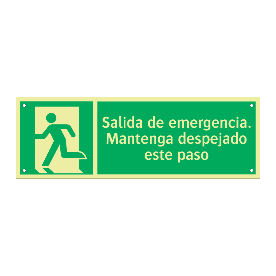 Salida de emergencia. Mantenga despejado este paso