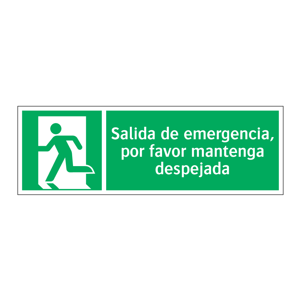 Salida de emergencia, por favor mantenga despejada