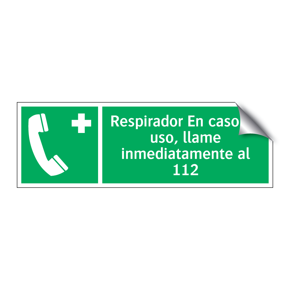 Respirador En caso de uso, llame inmediatamente al 112
