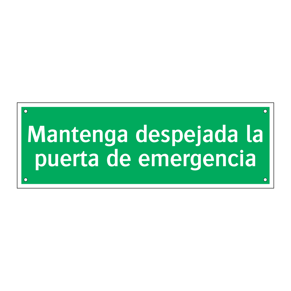 Mantenga despejada la puerta de emergencia