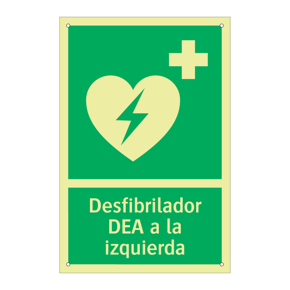 Desfibrilador DEA a la izquierda
