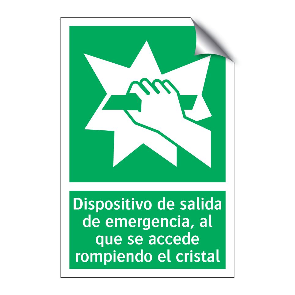 Dispositivo de salida de emergencia, al que se accede rompiendo el cristal