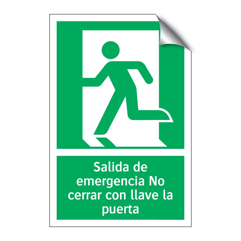 Salida de emergencia No cerrar con llave la puerta