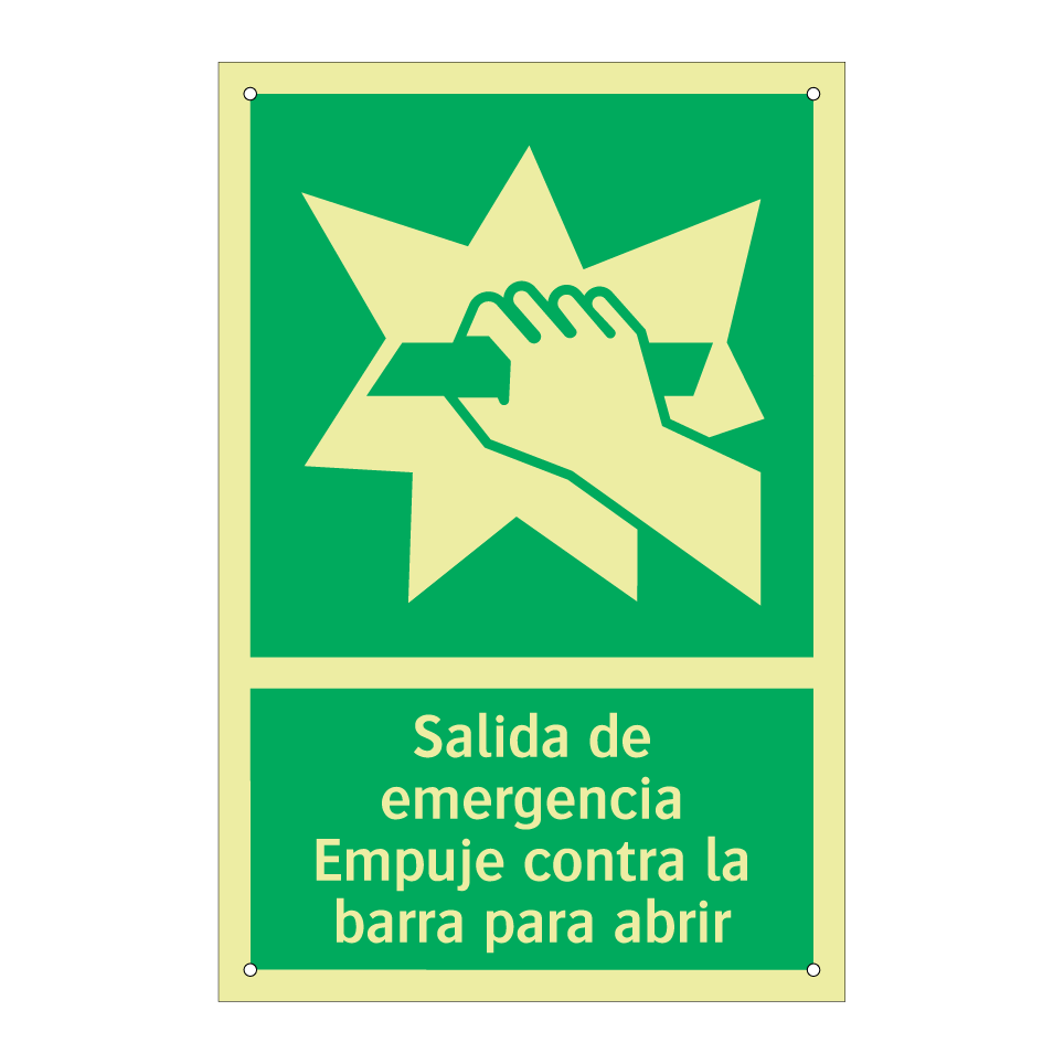 Salida de emergencia Empuje contra la barra para abrir