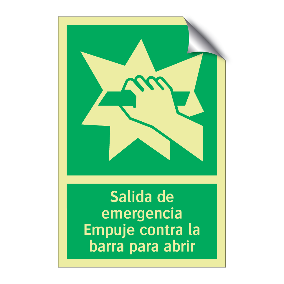 Salida de emergencia Empuje contra la barra para abrir