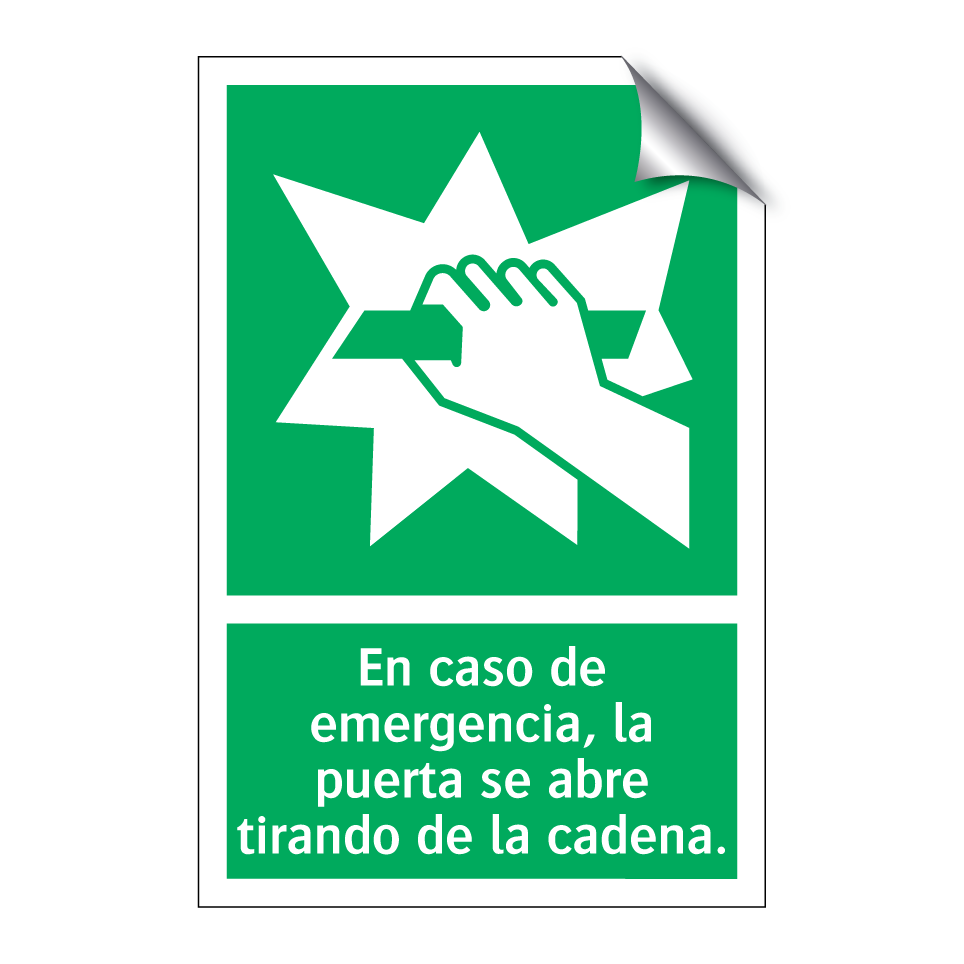 En caso de emergencia, la puerta se abre tirando de la cadena.
