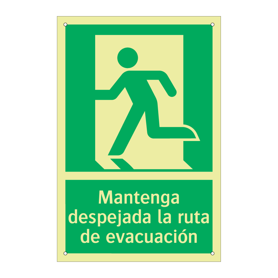 Mantenga despejada la ruta de evacuación