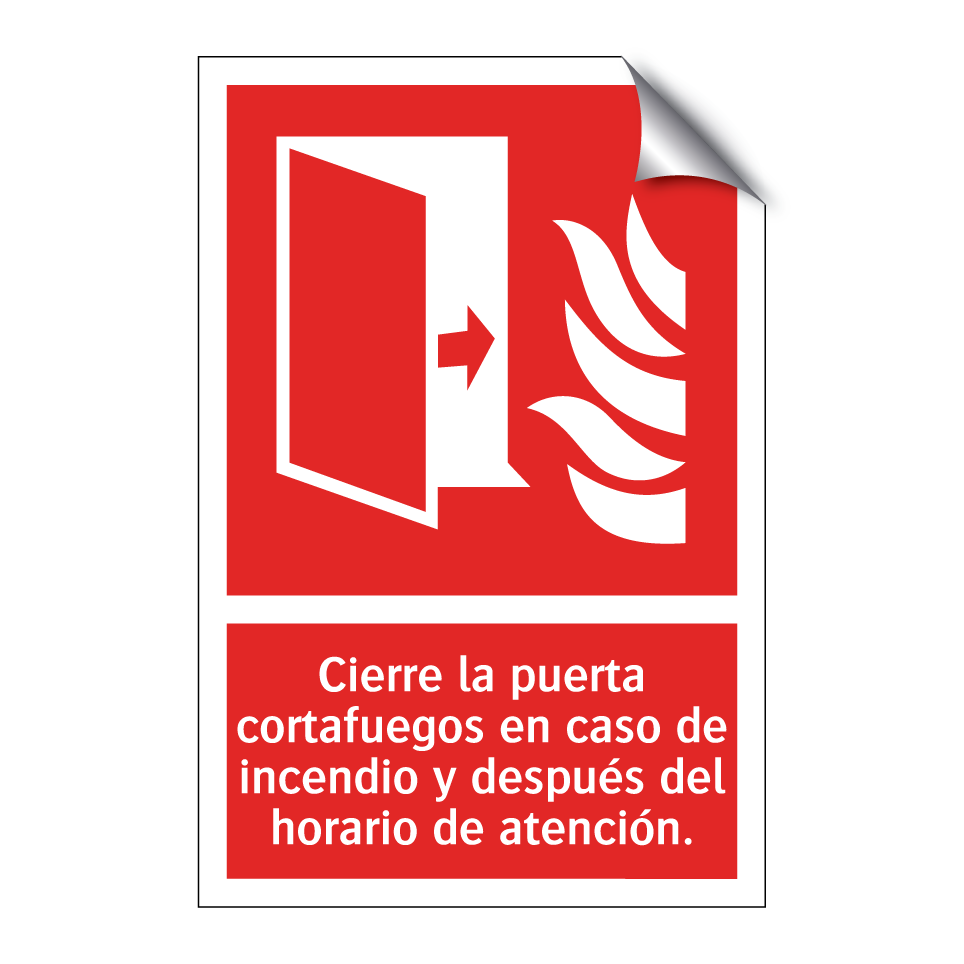 Cierre la puerta cortafuegos en caso de incendio y después del horario de atención.