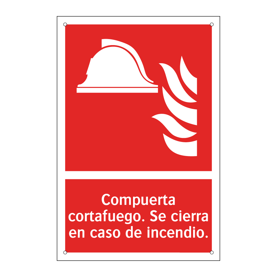 Compuerta cortafuego. Se cierra en caso de incendio.