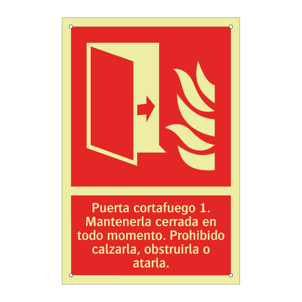 Puerta cortafuego 1. Mantenerla cerrada en todo momento. Prohibido calzarla, obstruirla o atarla.