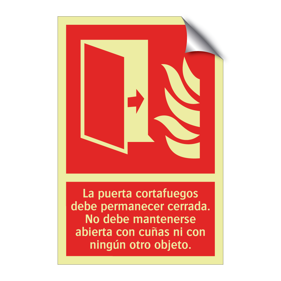 La puerta cortafuegos debe permanecer cerrada. No debe mantenerse abierta con cuñas ni con ningún otro objeto.