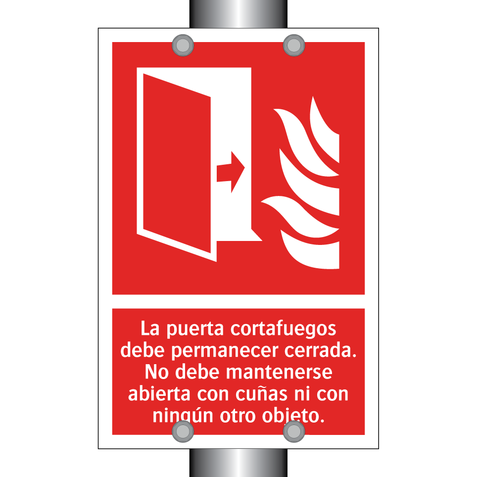 La puerta cortafuegos debe permanecer cerrada. No debe mantenerse abierta con cuñas ni con ningún otro objeto.