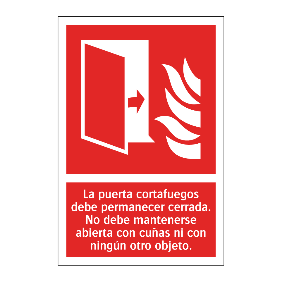 La puerta cortafuegos debe permanecer cerrada. No debe mantenerse abierta con cuñas ni con ningún otro objeto.